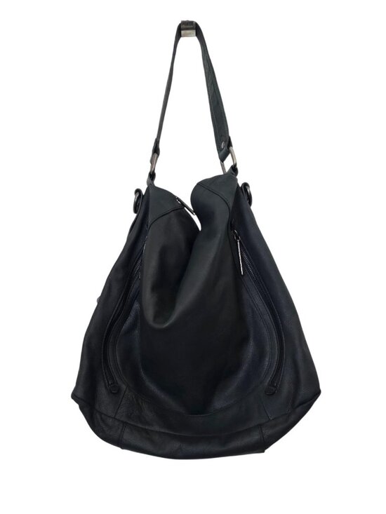 Elliot Lucca Handbags - Elliott Lucca Black Pebbled Soft Leather Shoulder Bag Hobo Slouch Purse